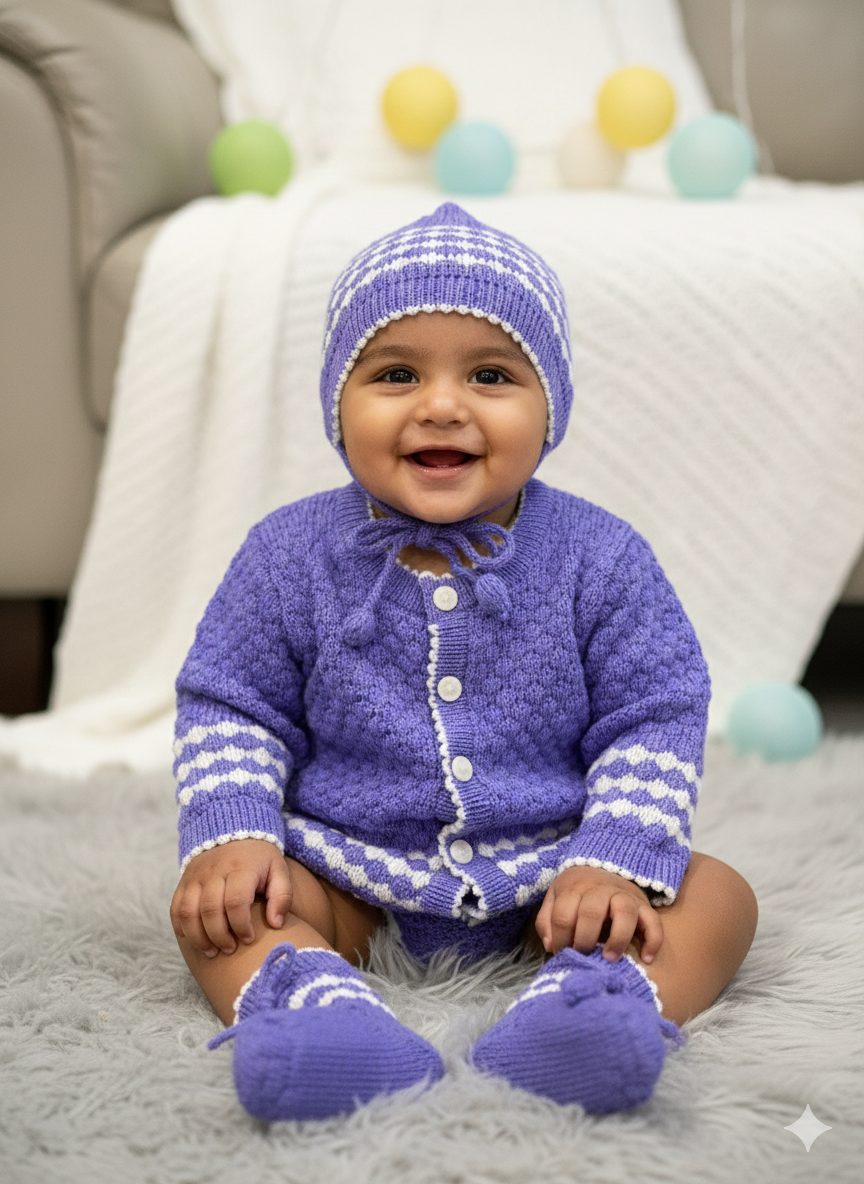 Handmade Wool Baby Winter Set – Purple