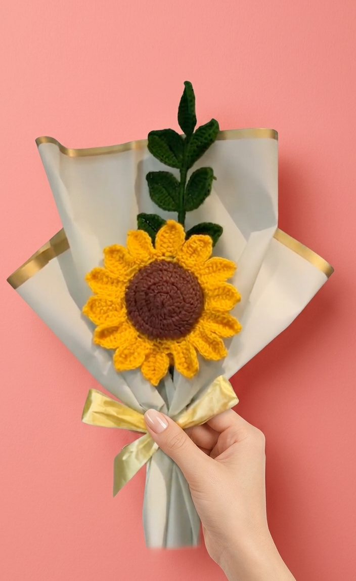 Handmade Crochet Sunflower Bouquet Gift