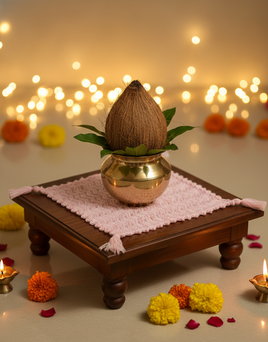 Set of 2- Blush Pink Pooja Asan