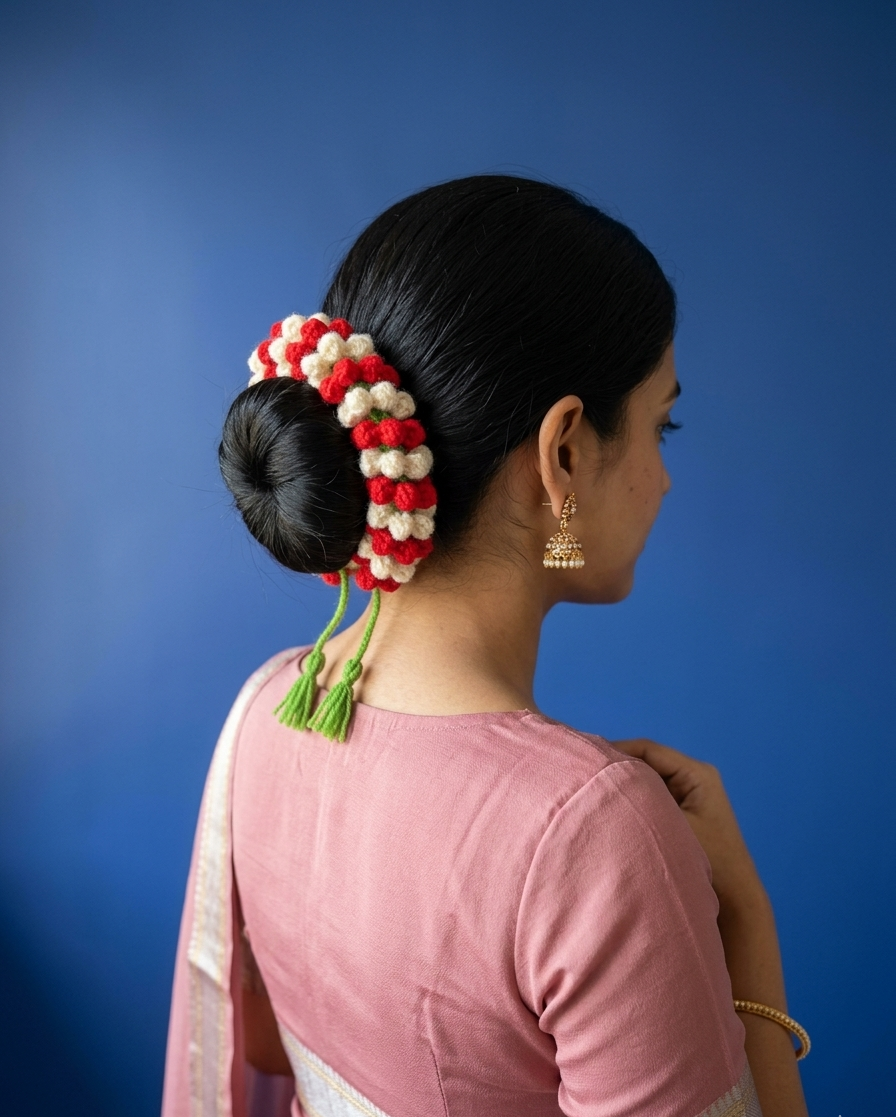 Red and white Gajra- Handmade