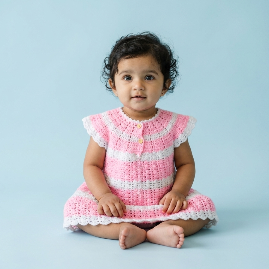 Candy Stripe Handmade Crochet Baby Dress