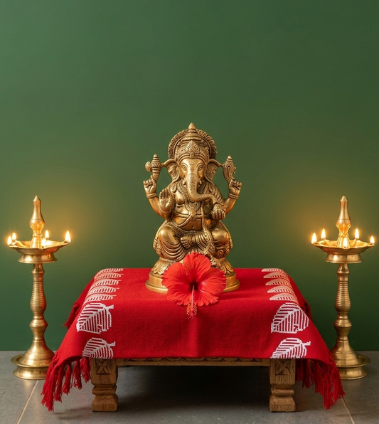 Vibrant Red Pooja Asan