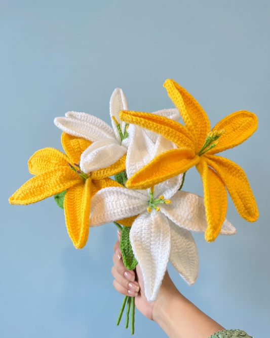 Yellow and White Lily Flower Bouquet