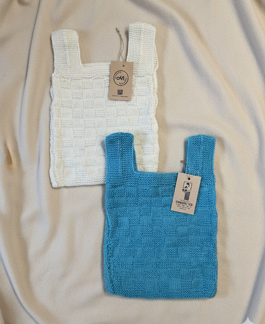 Snow White and Sky Blue- Handcrafted Woollen Baby Sleeveless Vest