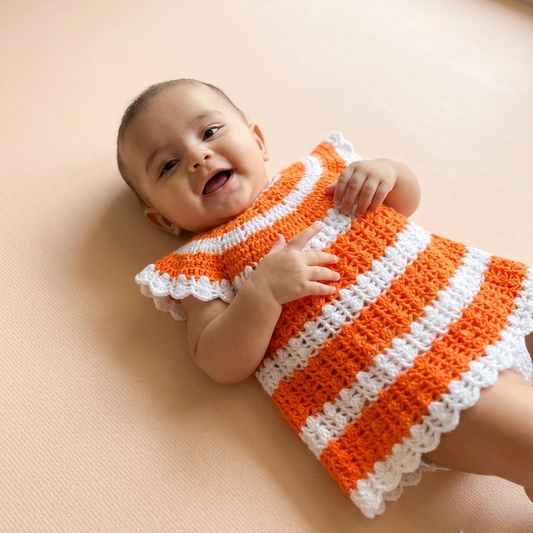 Citrus Stripe Handmade Crochet Baby Dress