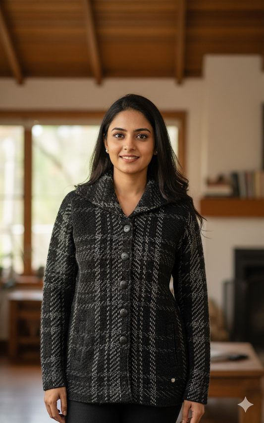 Charcoal Check Cardigan