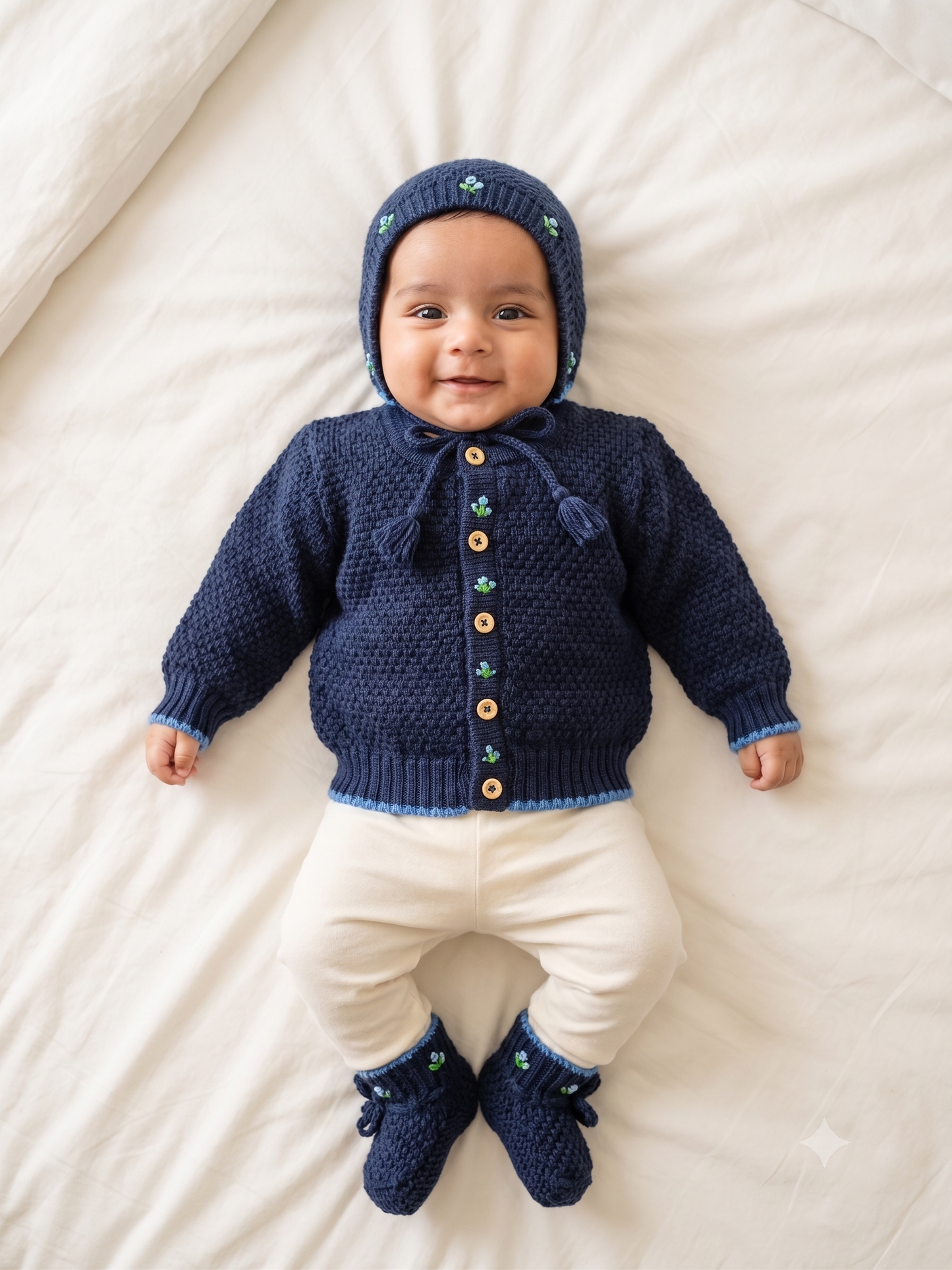Midnight Bloom Baby Sweater Set
