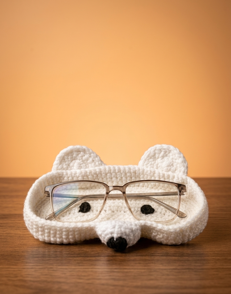 Panda Handmade Crochet Glasses Holder Tray