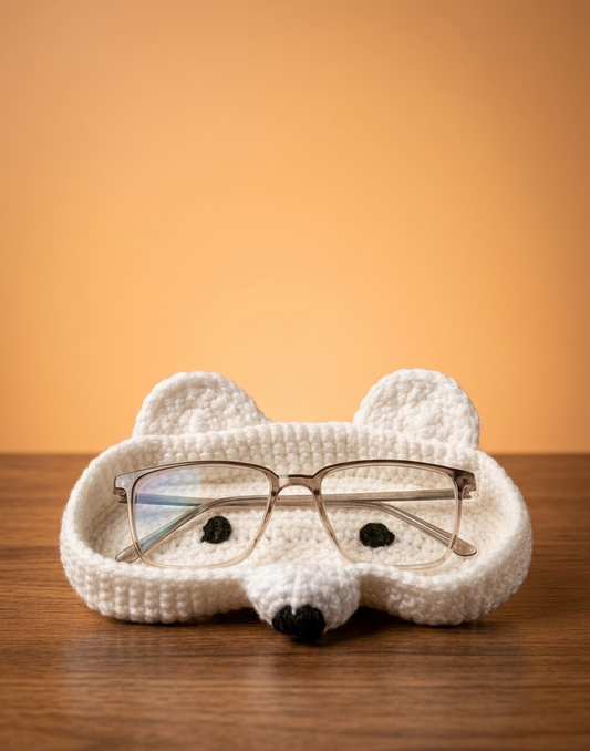 Panda Handmade Crochet Glasses Holder Tray