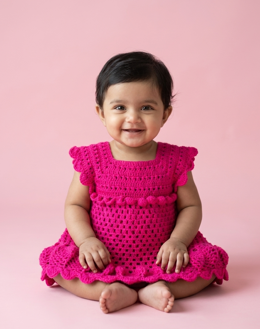 Berry Bliss Handmade Crochet Baby Dress