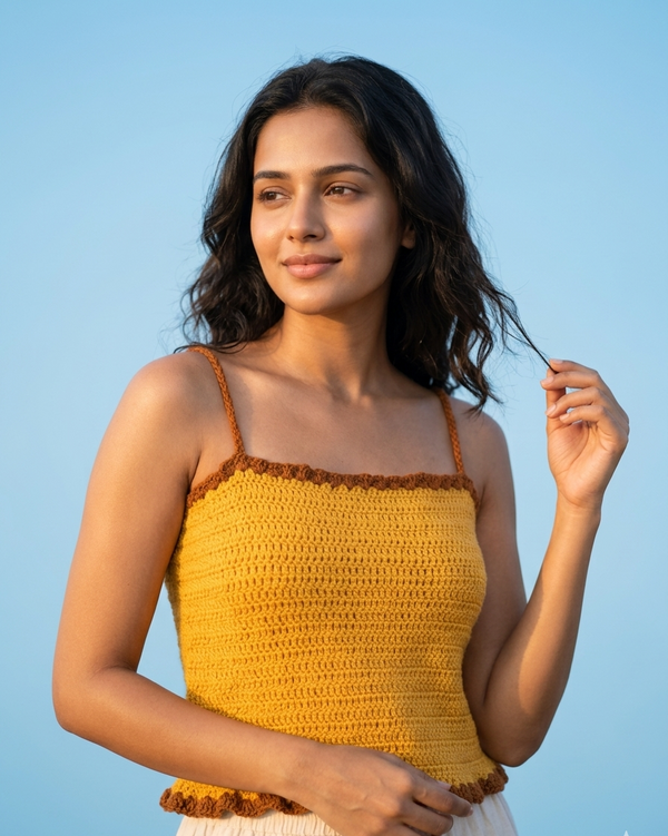 Handmade Sunflower Crochet Strap Summer Top