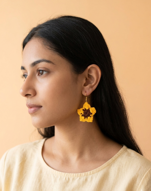 Sunflower Crochet Drop Earrings