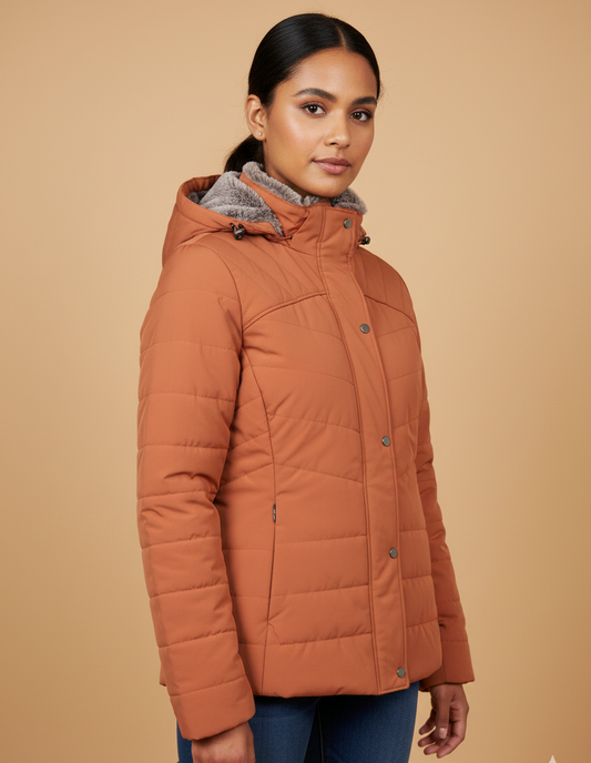 Women’s Rust Hooded Puffer Winter Jacket