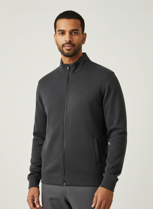 Men’s Charcoal Zip-Up Woollen Jacket