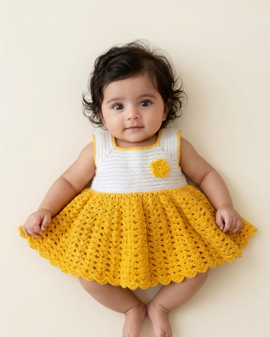 Sunshine Bloom Handmade Crochet Baby Dress