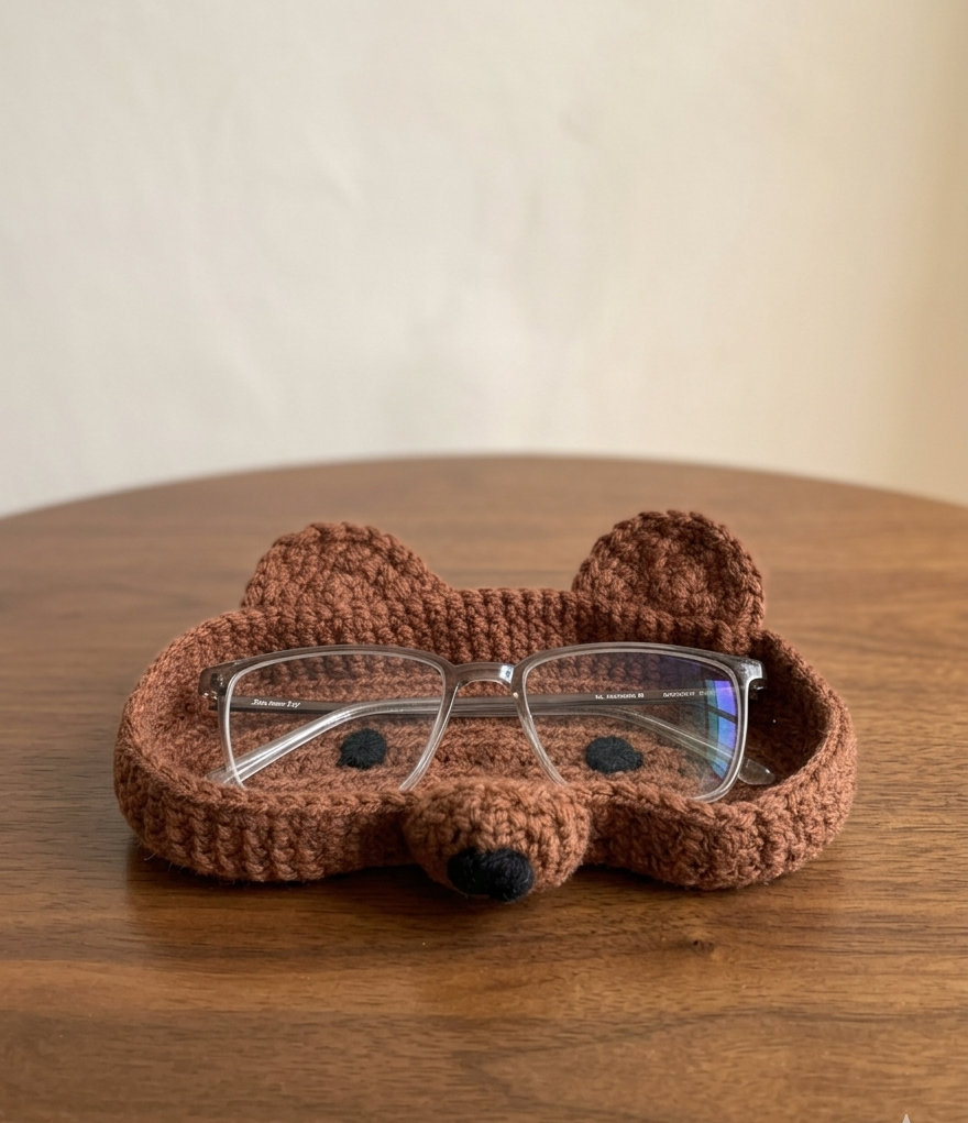 Bear Handmade Crochet Glasses Holder Tray