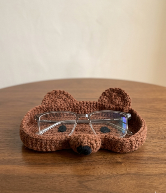 Bear Handmade Crochet Glasses Holder Tray