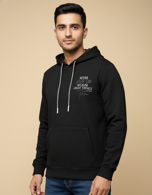 Men’s Black Textured Hoodie