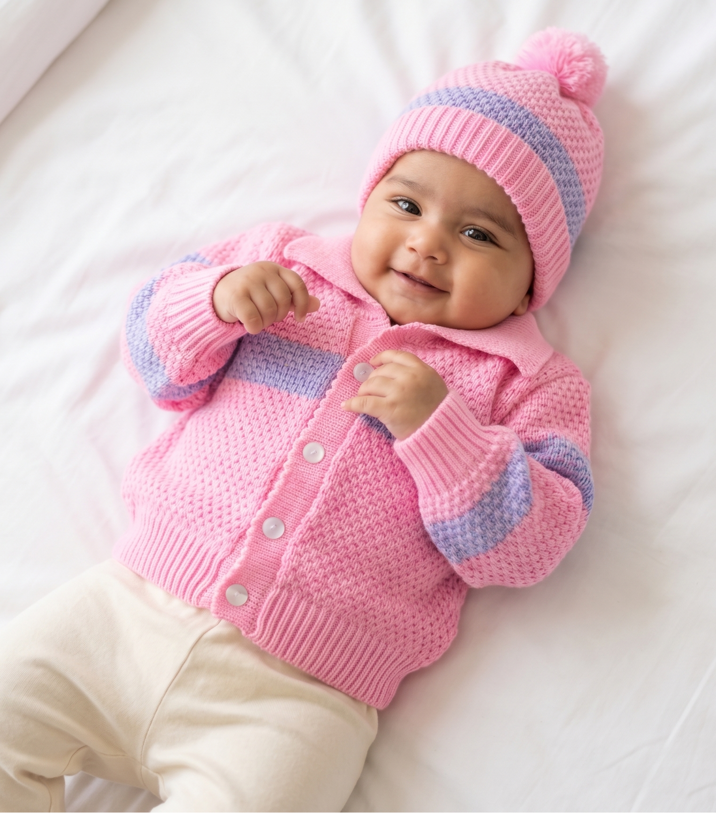 Handcrafted Pink Petal Baby Winter Set