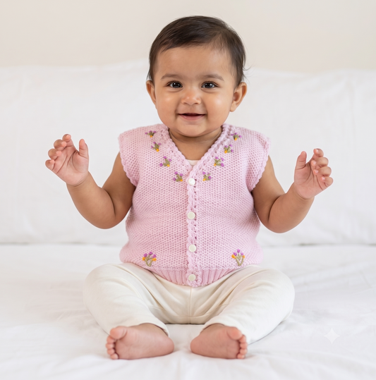 Pink Petals Baby Knit Vest