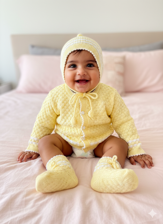 Baby Sunshine Yellow Woollen Sweater Set