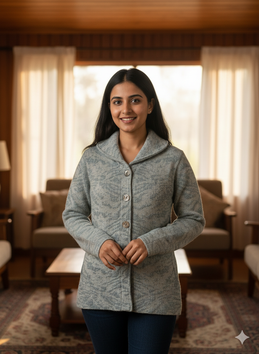 Mist Blue Woollen Cardigan