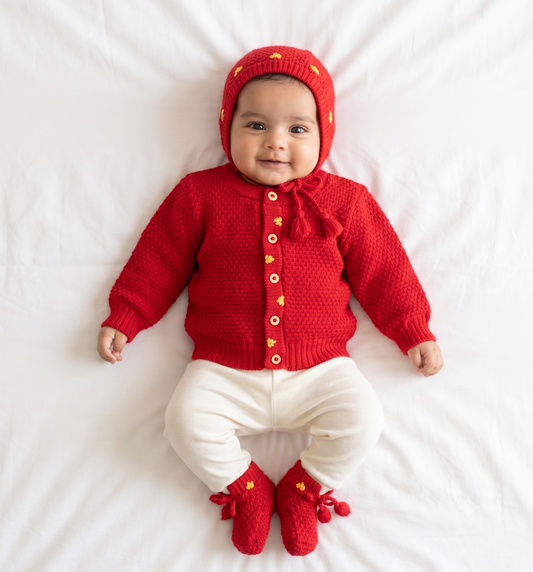 Cherry Charm Baby Sweater Set