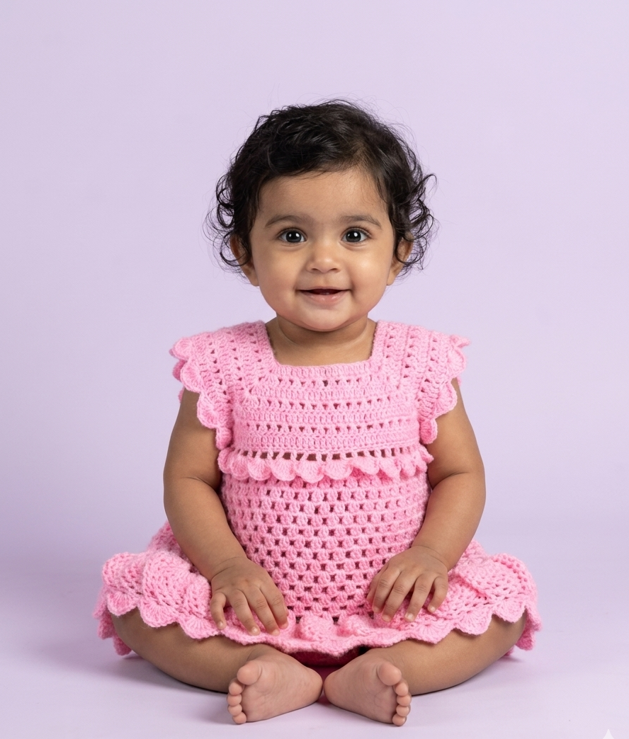 Pink Crochet Baby Girl Dress