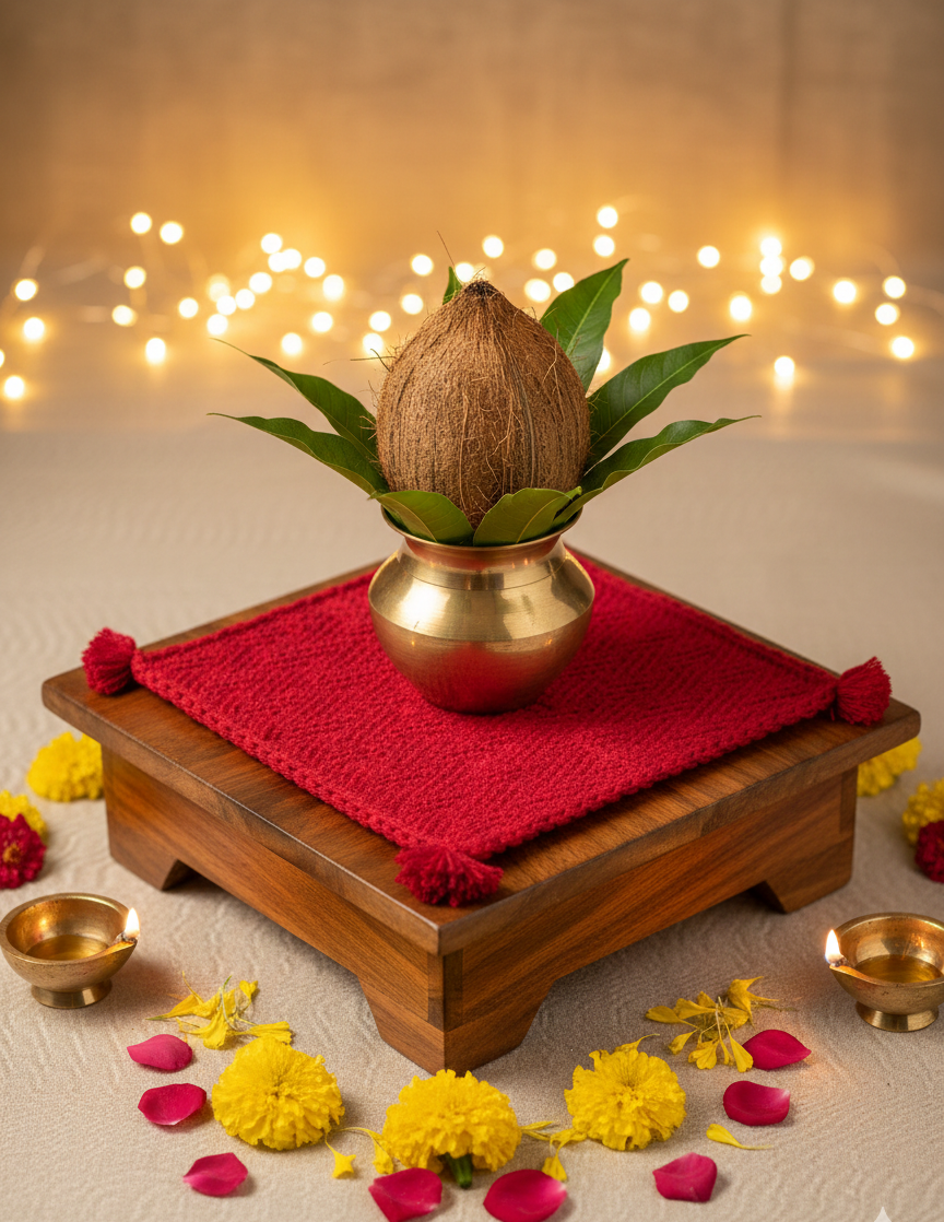 Set of 5- Woollen Pooja Asan with Tassels