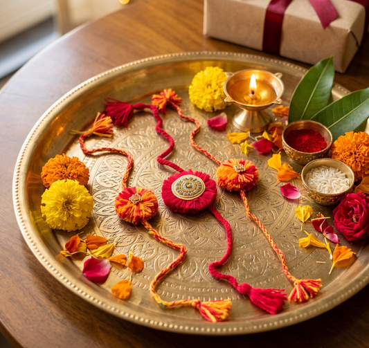 Handcrafted Designer Rakhi Trio Set