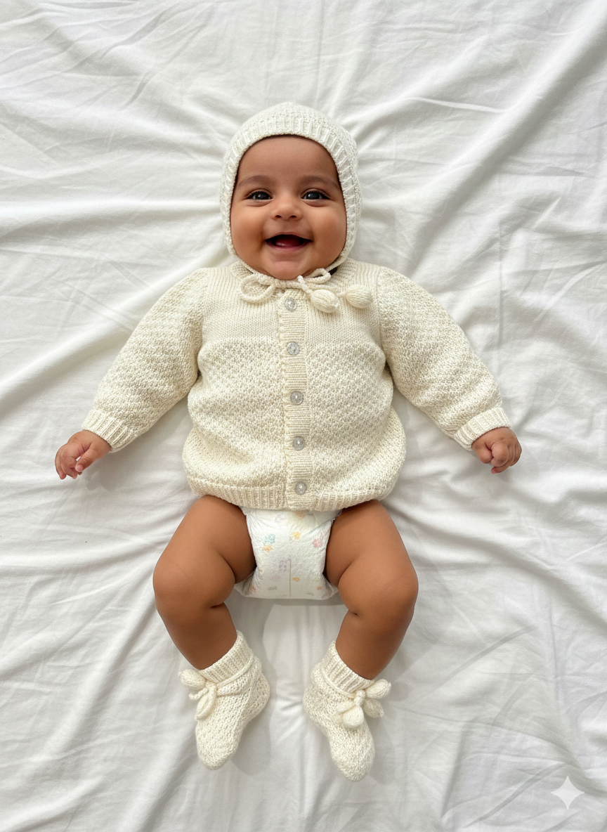 Baby Cream Wool Sweater Set