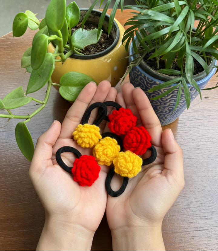 Red and Yellow Hair ties- Set of 6