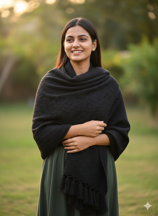 Classic Noir Woollen Shawl