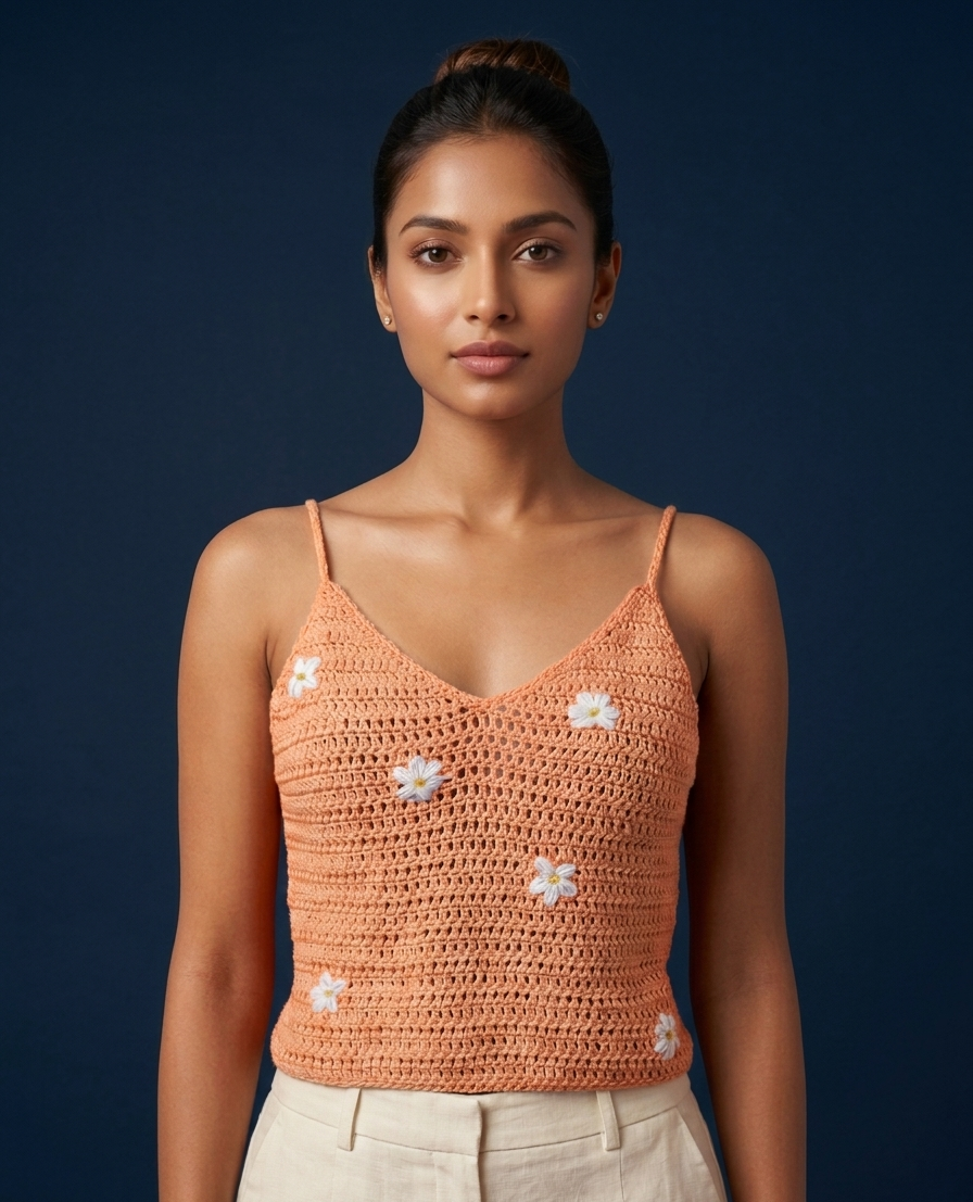 Daisy Detail Crochet Summer Camisole Top