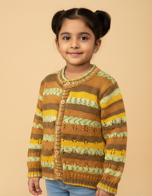 Autumn hues Knit Button Cardigan