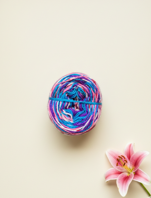 Blue and Pink hues Multicolour Wool Ball