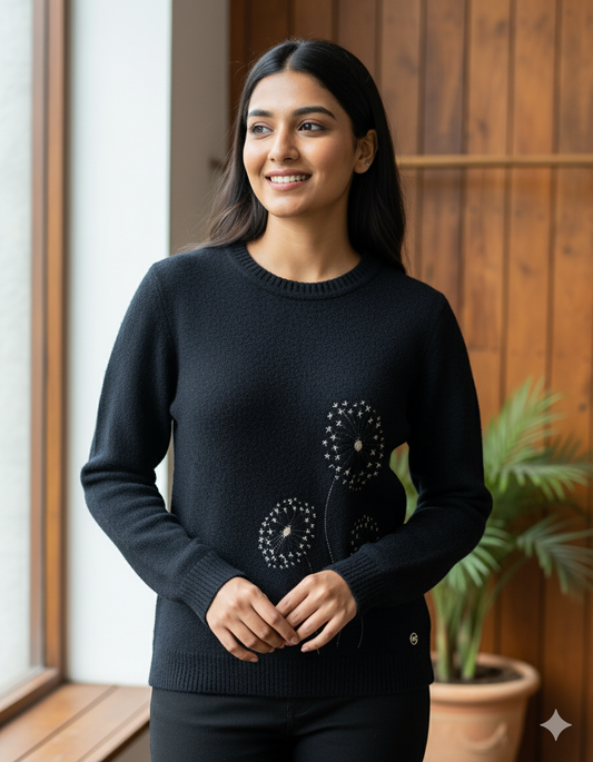 Starlit Bloom Woollen Sweater