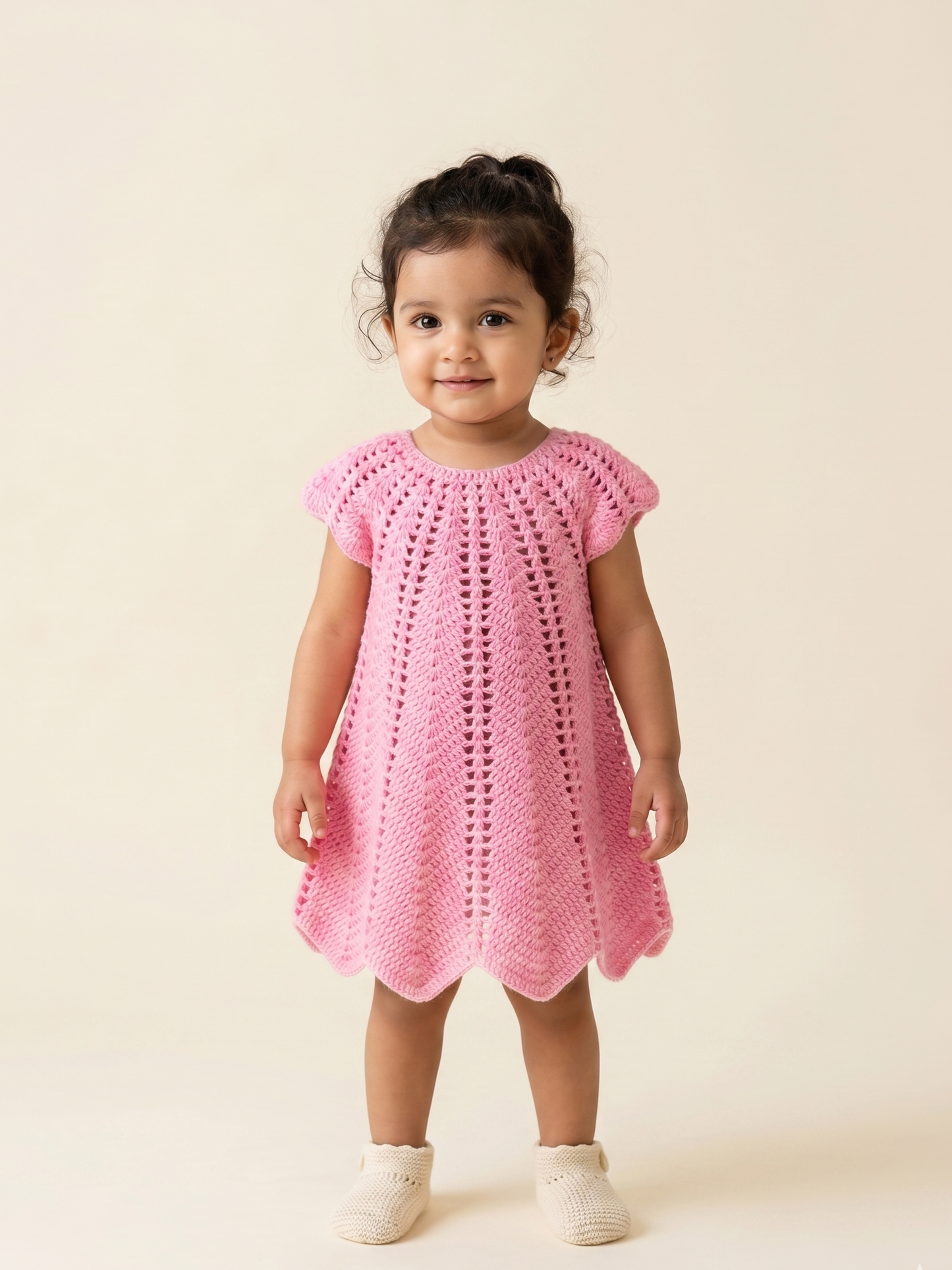 Pink Petal Twirl Handmade Crochet Dress