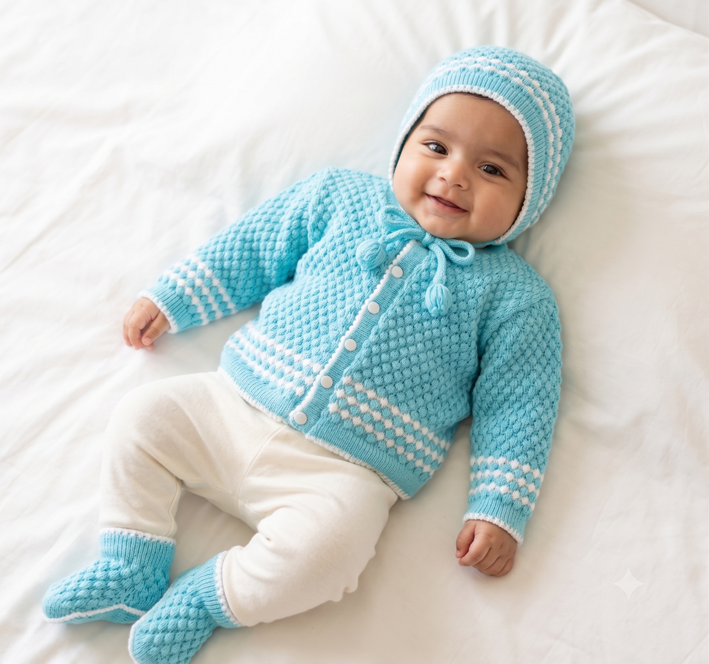 Handcrafted Sky Blossom Baby Winter Set