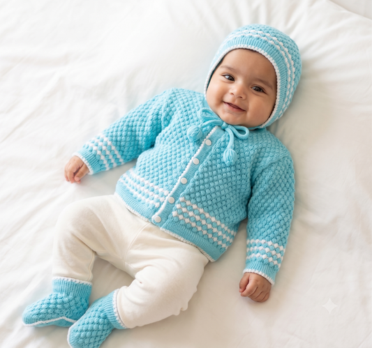 Handcrafted Sky Blossom Baby Winter Set