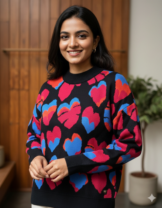 Heart Bloom Knit Sweater