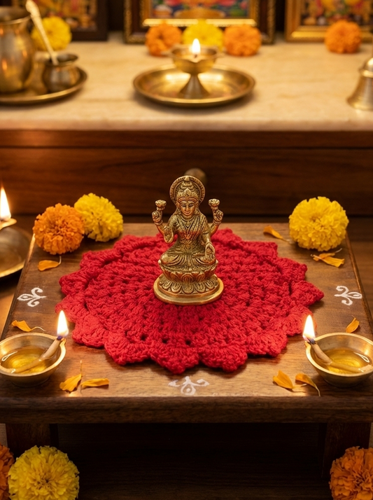 Handcrafted Crochet Pooja Mats – Set of 8