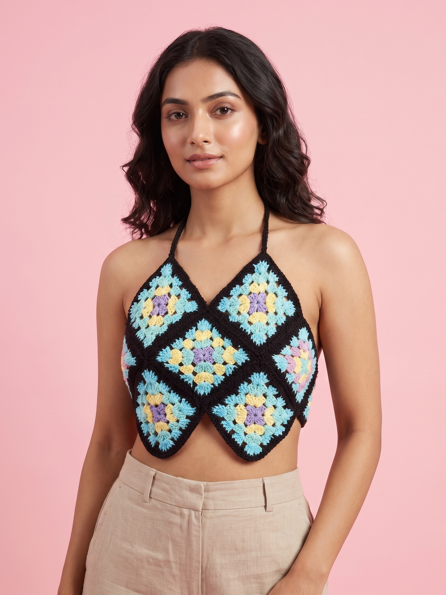 Granny Square Crochet Halter Top