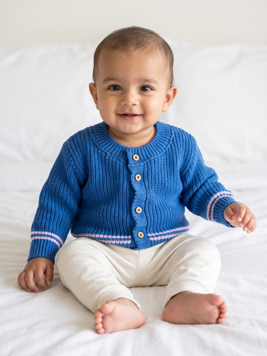 Handcrafted Bluebell Baby Winter Cardigan