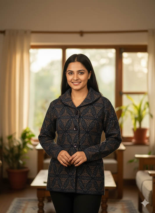 Midnight Blue Geometric Cardigan