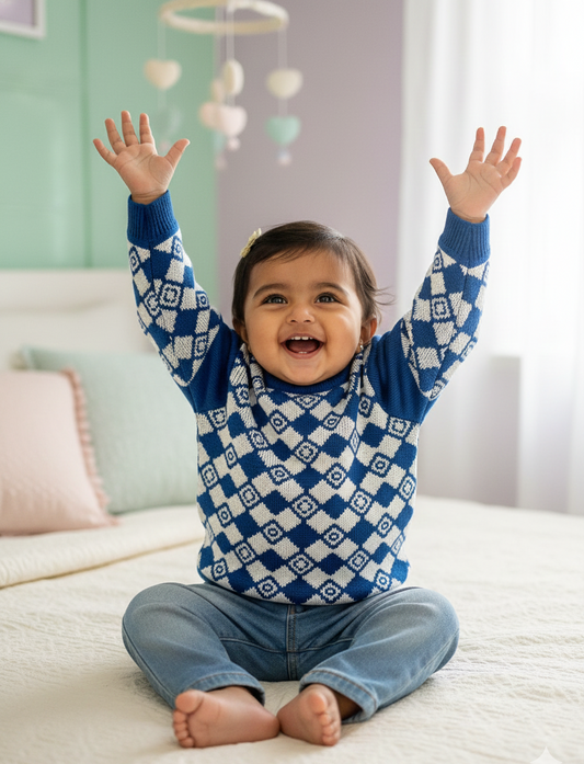 Baby Blue Diamond Knit Sweater