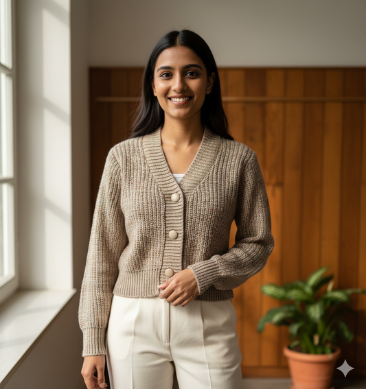 Beige Mélange Sweater Top