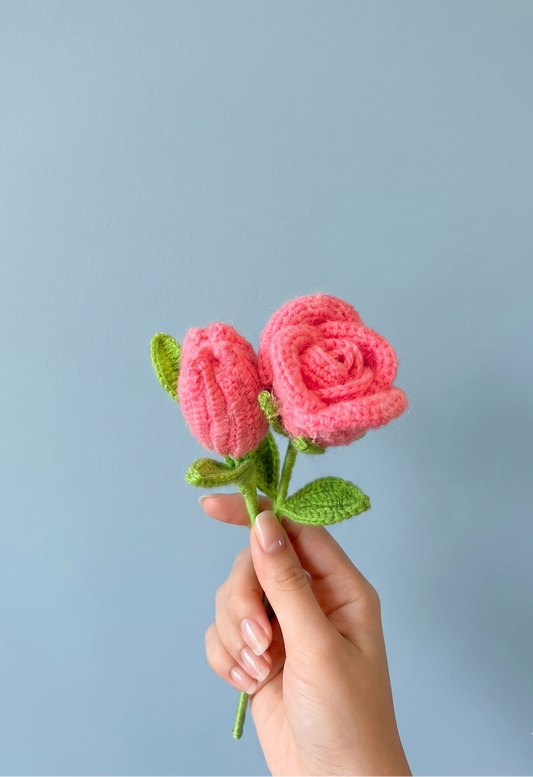 Pink Rose and Bud Set