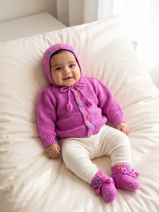 Berry Blossom Baby Sweater Set