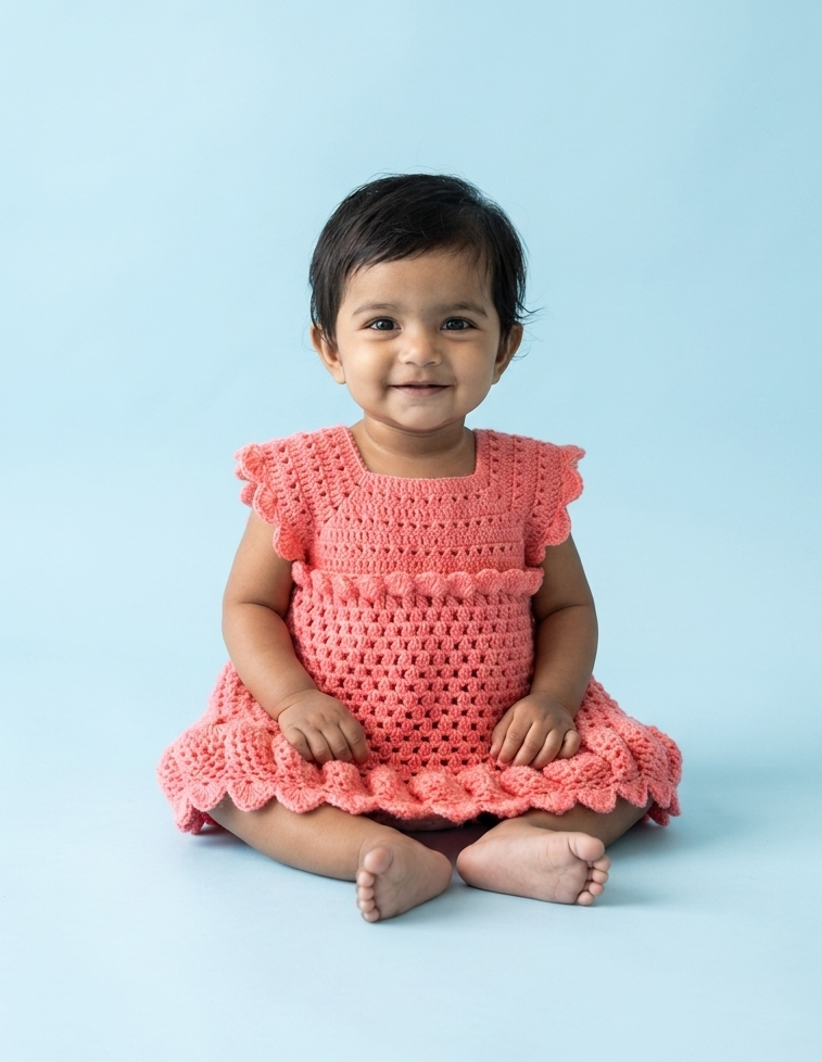 Coral Candy Handmade Crochet Baby Dress